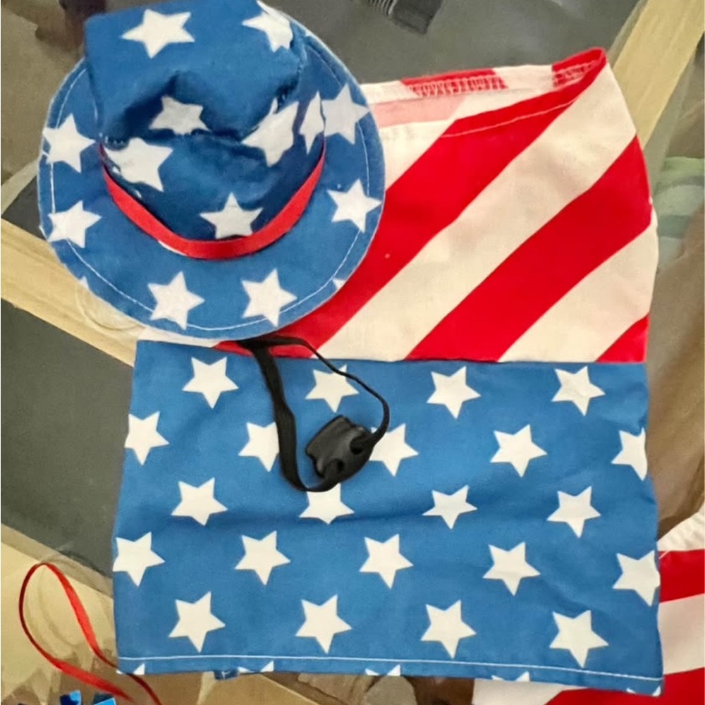 Patriotic Stars & Stripes Dog Outfit Set Large or Small (S fits Cats) - Picture 2 of 9
